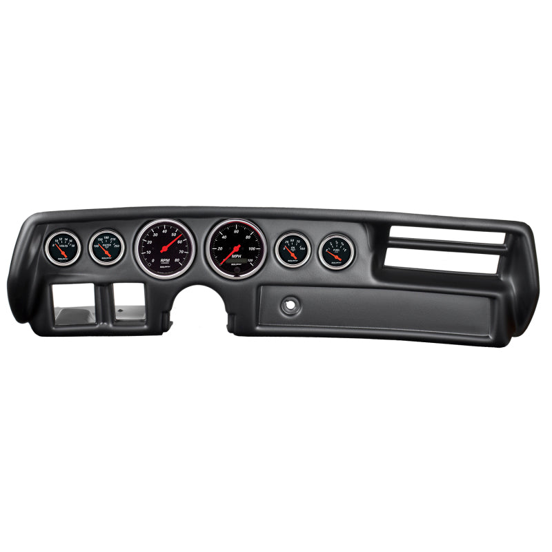 Autometer Designer Black 70–72 Chevelle/El Camino/Malibu Armaturenbrett-Kit, 6-teilig, Drehzahlmesser/MPH/Kraftstoff/Öl/WTMP/Volt