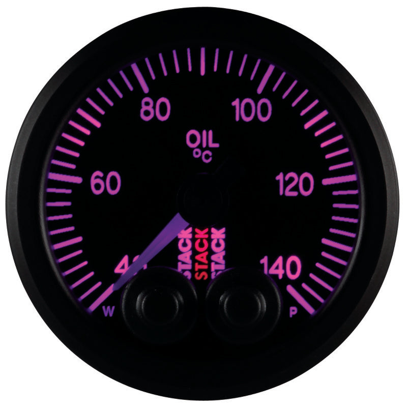Autometer Stack 52mm 40-140 Deg C 1/8in NPTF Male Pro-Control Oil Temp Gauge - Black