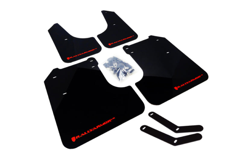 Rally Armor 08–10 Subaru WRX / 08–11 Impreza 2.5i (Schrägheck/Limousine) Schwarzer UR-Schmutzfänger mit grauem Logo