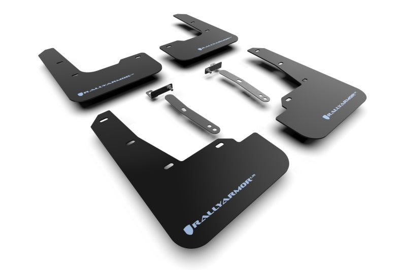 Rally Armor 22–23 Hyundai Elantra N & N Line Schwarzer UR-Schmutzfänger mit hellblauem Logo