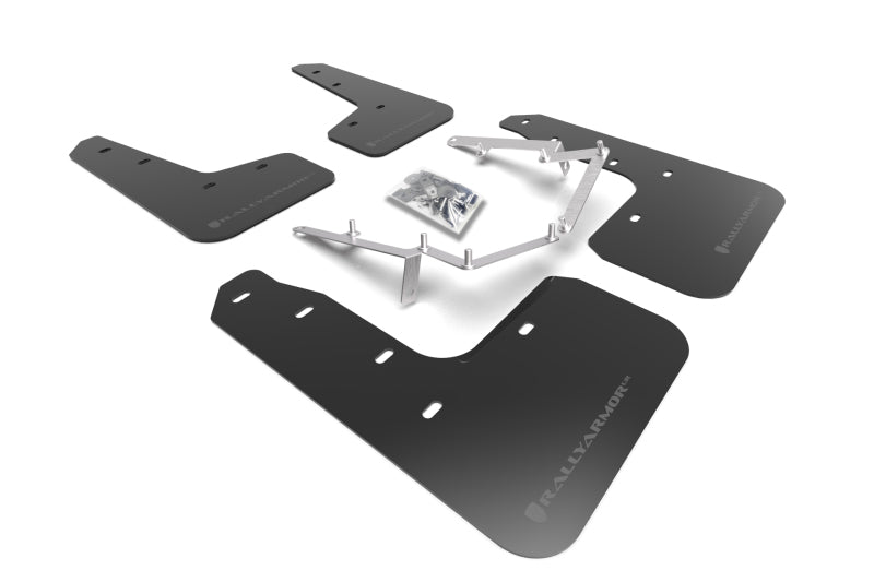 Rally Armor 17-21 Honda Civic EX/EX-L/LX (Schrägheck) Schwarzer UR-Schmutzfänger mit dunkelgrauem Logo