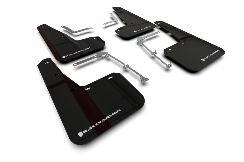 Rally Armor 20–25 Toyota GR Yaris, schwarzer Schmutzfänger mit weißem Logo