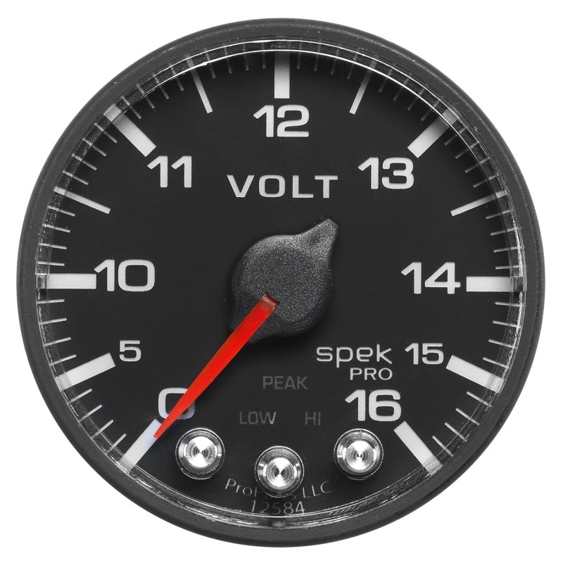 AutoMeter Messgerät Voltmeter 2-1/16 Zoll 16 V Schrittmotor mit Peak & Warn Blk/Blk Spek-Pro