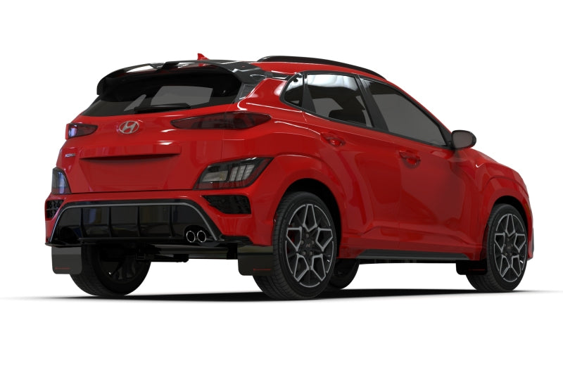 Rally Armor 22–23 Hyundai Kona N-Line Schwarzer UR-Schmutzfänger mit weißem Logo