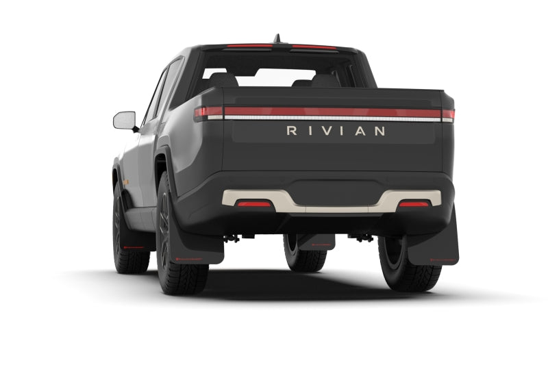 Rally Armor 22-25 Rivian R1T Schwarzer UR-Schmutzfänger – Metallic-Schwarzes Logo