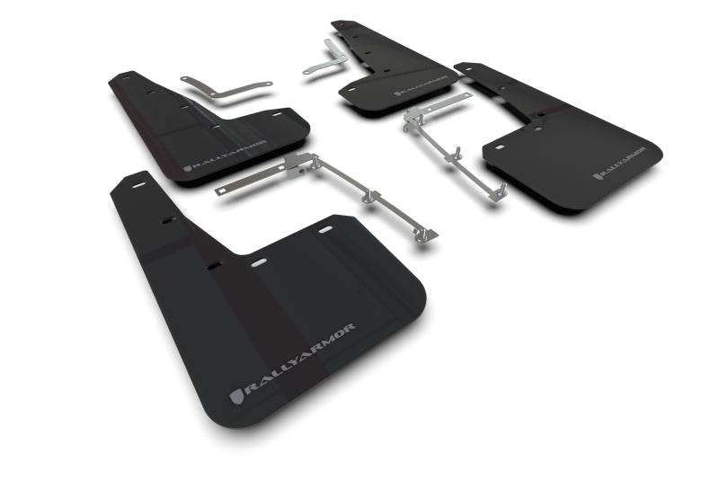 Rally Armor 20-25 Toyota GR Yaris Schwarzer Schmutzfänger mit grauem Logo