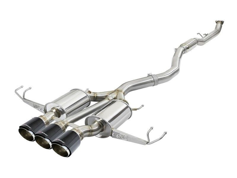 aFe Takeda 3 Zoll 304 SS Cat-Back-Auspuff mit Carbonfaser-Endstücken 17–18 Honda Civic Type R L4 2,0 l (t)