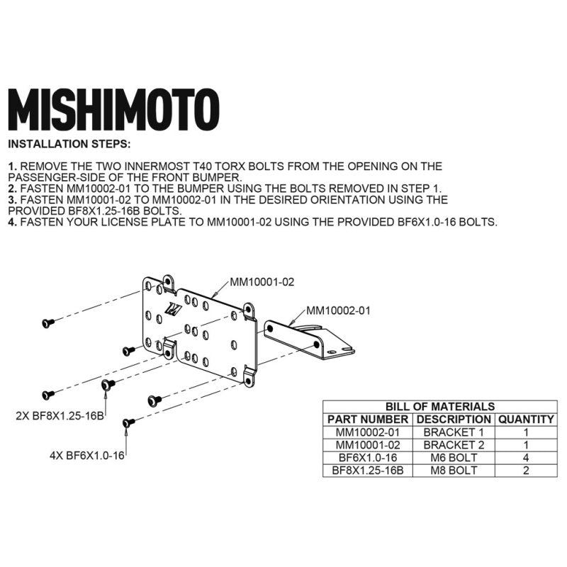 Mishimoto 2021+ Ford Bronco Modulare Nummernschildverlegung für Stoßstangen