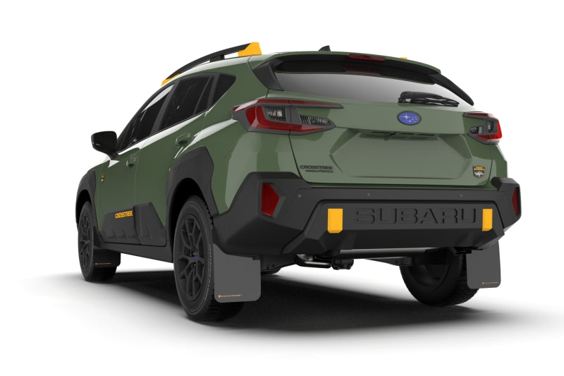 Rally Armor 24–25 Subaru Crosstrek (nur Wilderness), schwarzer UR-Schmutzfänger mit weißem Logo, kein Bohren erforderlich