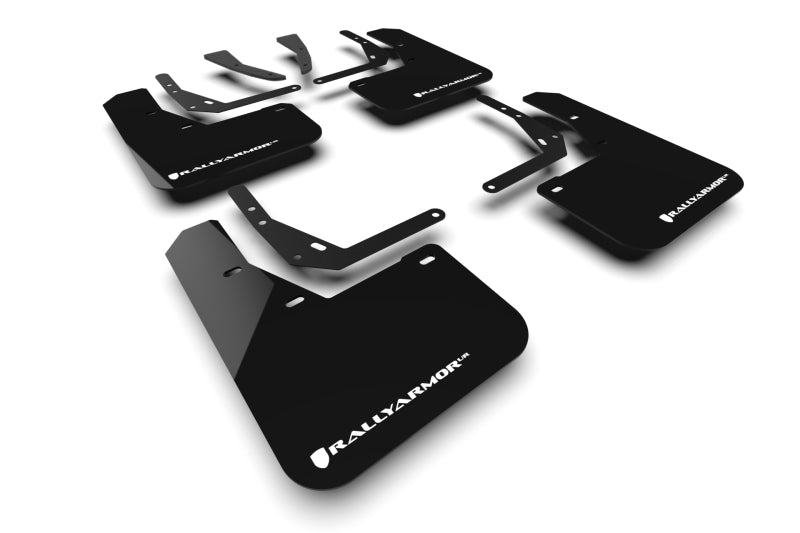 Rally Armor 2024 Hyundai Kona/Kona EV Schwarzer UR-Schmutzfänger mit weißem Logo