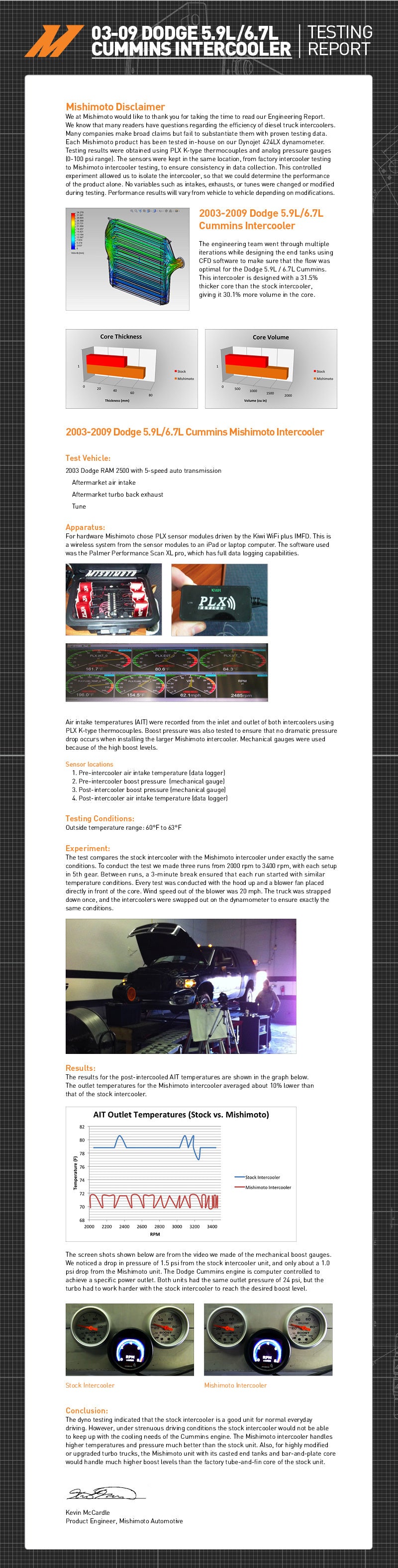 Mishimoto 03–09 Dodge 5,9 l/6,7 l Cummins-Ladeluftkühler (schwarz)