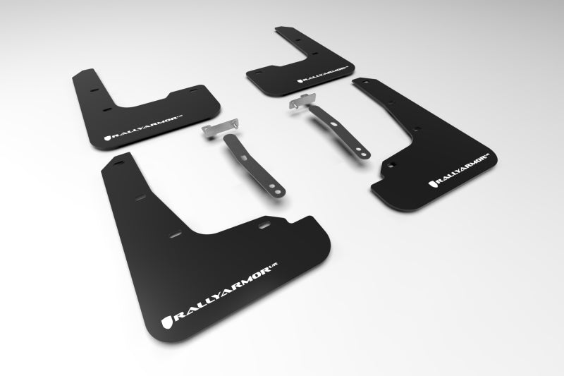 Rally Armor 21–23 Hyundai Elantra, schwarzer UR-Schmutzfänger mit weißem Logo