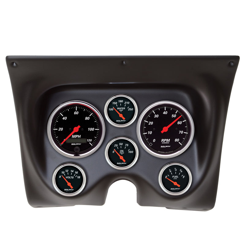 Autometer Designer Black 67-68 Camaro/Firebird Armaturenbrett-Kit 6-teilig Drehzahlmesser / MPH / Kraftstoff / Öl / WTMP / Volt