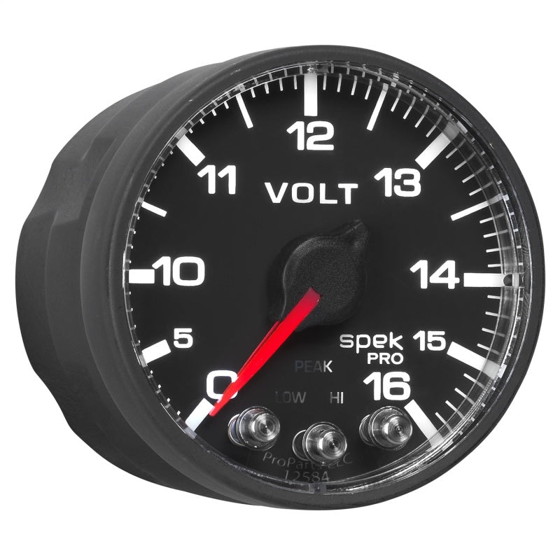 AutoMeter Messgerät Voltmeter 2-1/16 Zoll 16 V Schrittmotor mit Peak & Warn Blk/Blk Spek-Pro