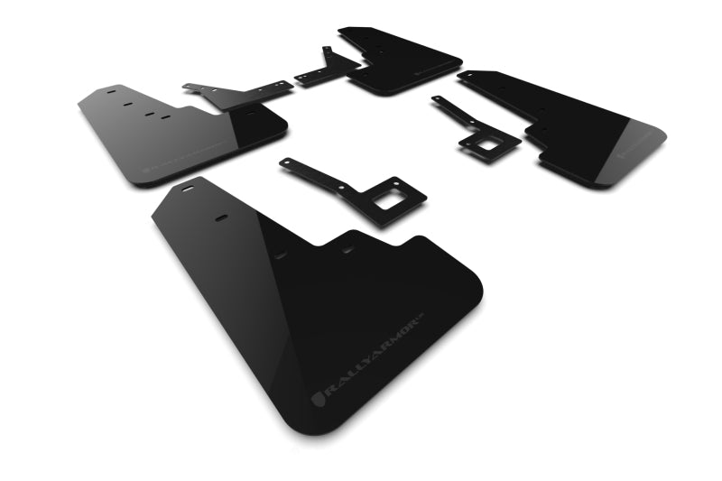 Rally Armor 19–25 Dodge Ram 1500 Rebel, schwarzer UR-Schmutzfänger mit dunkelgrauem Logo