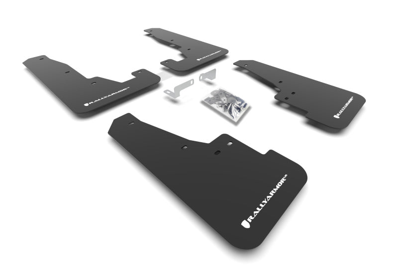 Rally Armor 16–25 Dodge Durango GT/Hellcat/RT/SRT 392/SXT, schwarzer UR-Schmutzfänger, weißes Logo