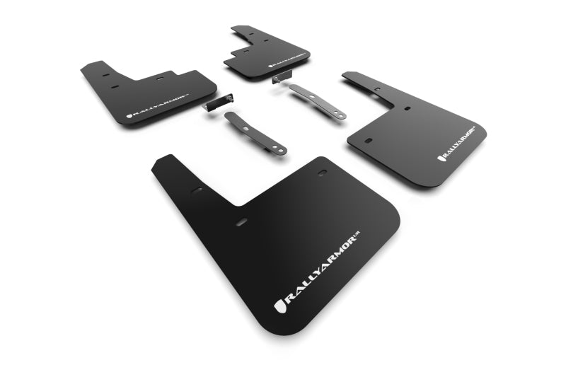 Rally Armor 22–23 Hyundai Kona N Schwarzer UR-Schmutzfänger mit weißem Logo