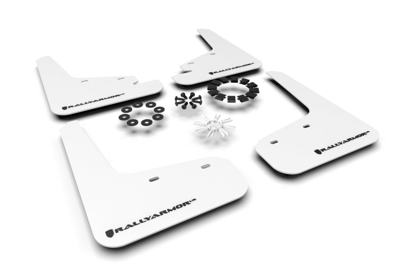 Rally Armor 20-26 Tesla Model Y, Juniper Y Weißer UR-Schmutzfänger mit schwarzem Logo