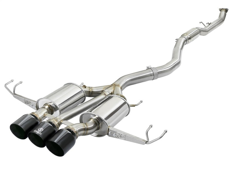aFe Takeda 3 Zoll 304 SS Cat-Back-Auspuff mit dreifarbigen schwarzen Spitzen 17–18 Honda Civic Type R L4 2,0 l (t)