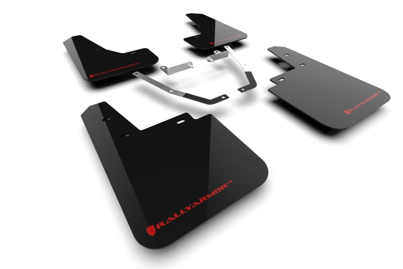 Rally Armor 24–25 Subaru Crosstrek (nur Wilderness) Schwarzer UR-Schmutzfänger mit rotem Logo – kein Bohren erforderlich