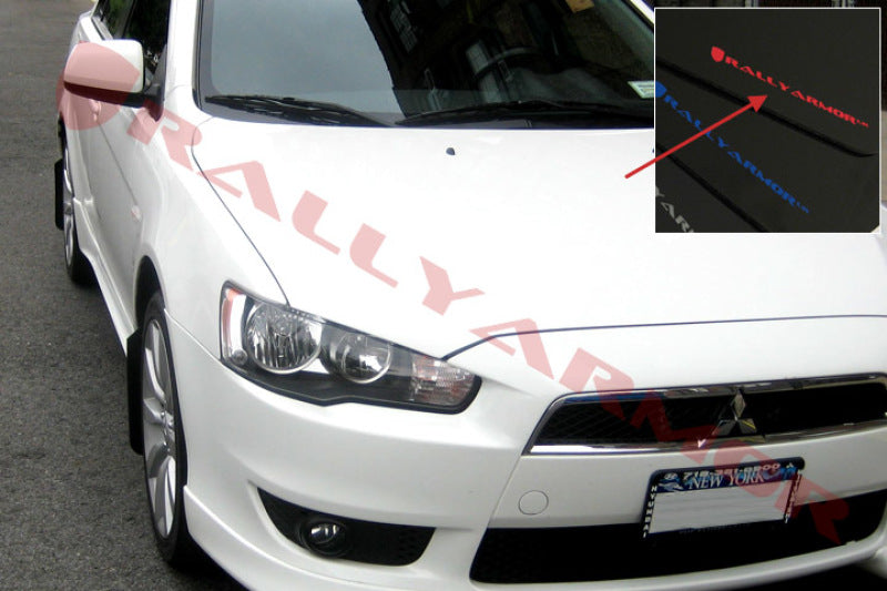 Rally Armor 07–17 Mitsubishi Lancer Schwarzer UR-Schmutzfänger mit rotem Logo