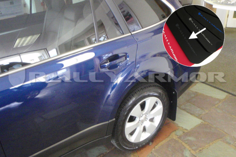 Rally Armor 10-14 Subaru Outback Schwarzer UR-Schmutzfänger mit grauem Logo
