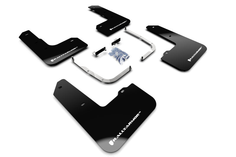 Rally Armor 19-22 Hyundai Veloster N Schwarzer UR-Schmutzfänger mit weißem Logo