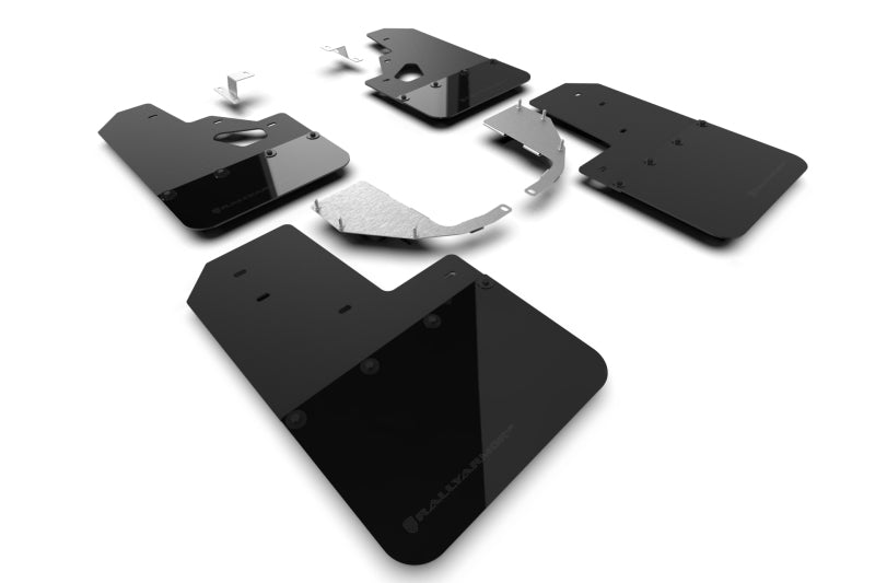 Rally Armor 21-25 Ford Bronco (Stahl Bmpr + RR – kein Rptr/Sprt) Schwarzer Schmutzfänger mit metallischem schwarzem Logo