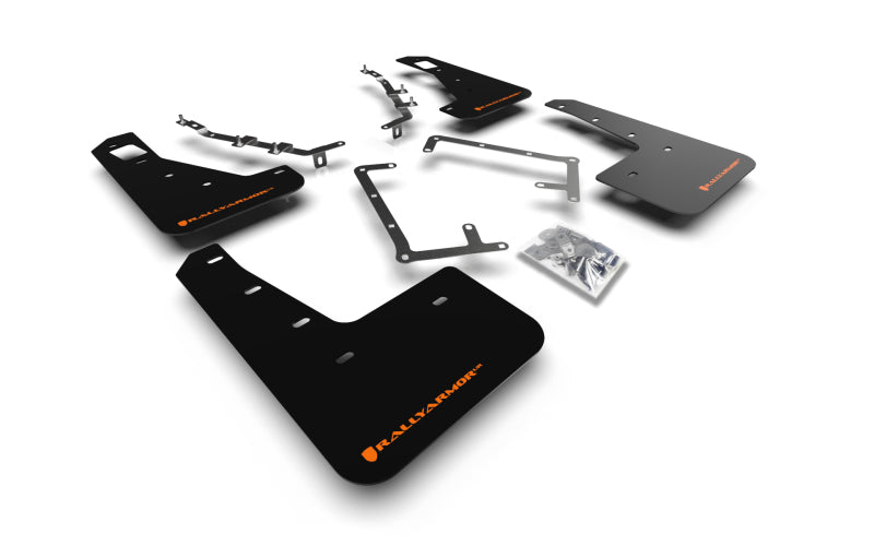 Rally Armor 09-11 Ford Focus MK2 RS Schwarzer UR-Schmutzfänger mit orangefarbenem Logo