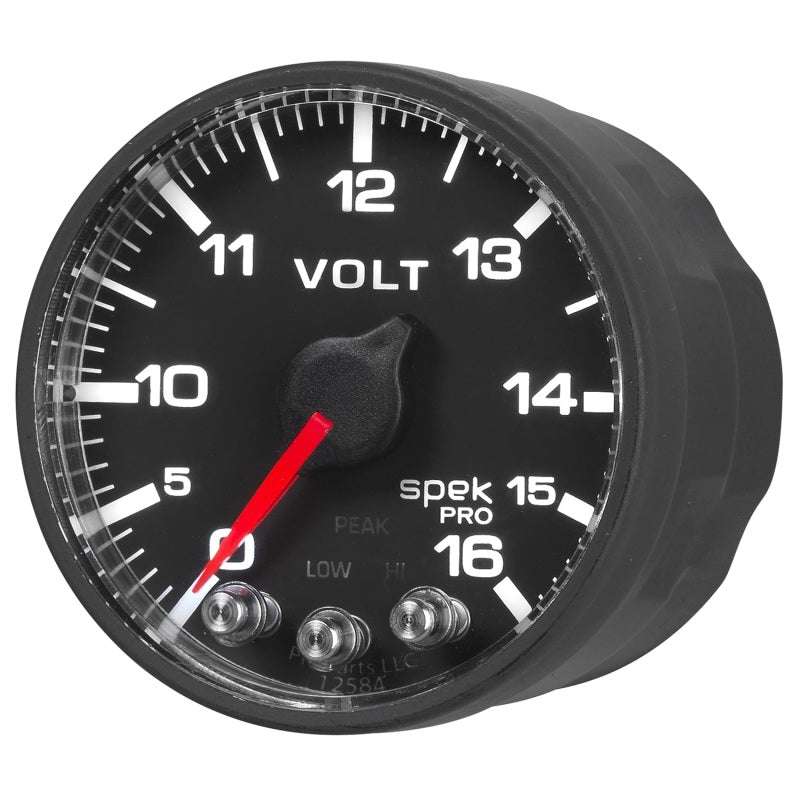 AutoMeter Messgerät Voltmeter 2-1/16 Zoll 16 V Schrittmotor mit Peak & Warn Blk/Blk Spek-Pro