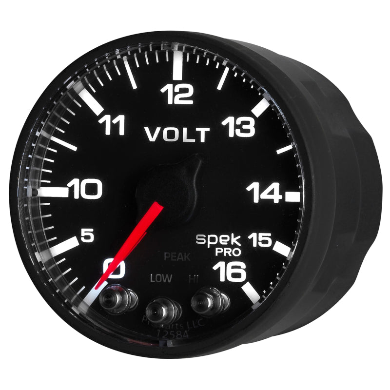 AutoMeter Messgerät Voltmeter 2-1/16 Zoll 16 V Schrittmotor mit Peak & Warn Blk/Blk Spek-Pro