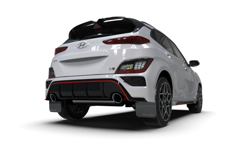 Rally Armor 22–23 Hyundai Kona N Schwarzer UR-Schmutzfänger mit weißem Logo