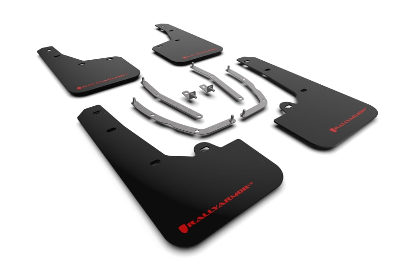 Rally Armor 22–24 Hyundai Tucson, schwarzer UR-Schmutzfänger mit rotem Logo