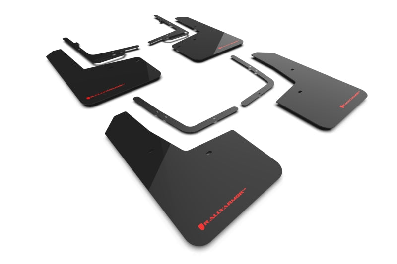 Rally Armor 21-25 Ford F-150 Raptor Gen 3 Schwarzer UR-Schmutzfänger mit rotem Logo