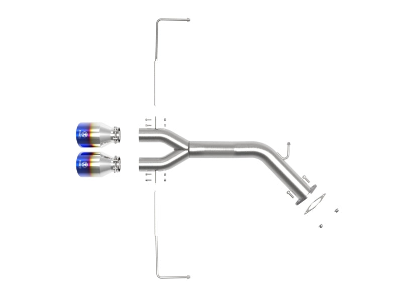aFe Takeda 3 Zoll-2,5 Zoll 304 SS Axle-Back-Auspuff mit blauer Flammenspitze 19-20 Hyundai Veloster I4-1,6 l (t)