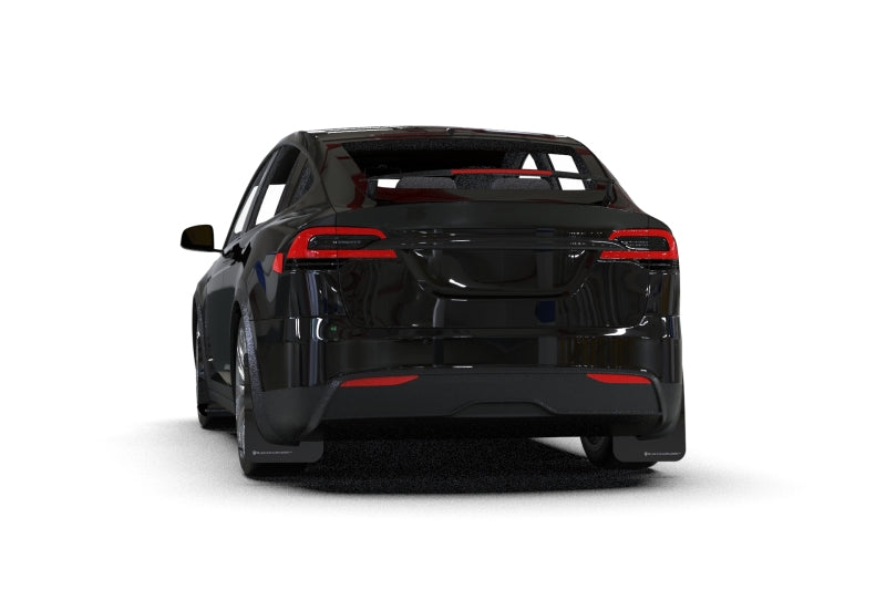 Rally Armor 22-25 Tesla Model X Schwarzer UR-Schmutzfänger mit dunkelgrauem Logo
