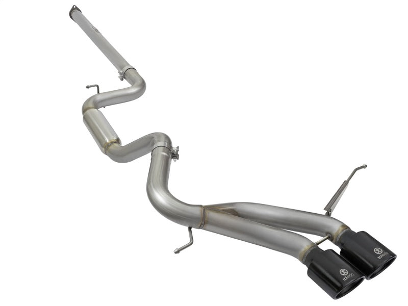 aFe Takeda 3 Zoll SS-Auspuff Cat-Back 13–16 Ford Focus ST 2,0 l, schwarze Spitzen