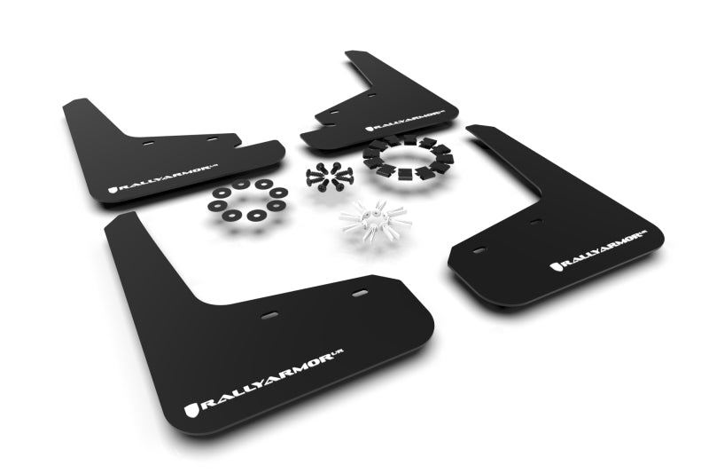 Rally Armor 20-26 Tesla Model Y, Juniper Y Schwarzer UR-Schmutzfänger mit weißem Logo