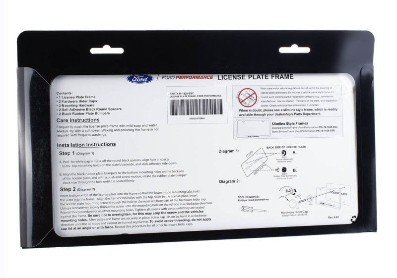 Schmaler Nummernschildrahmen Ford Racing – Gebürsteter Edelstahl