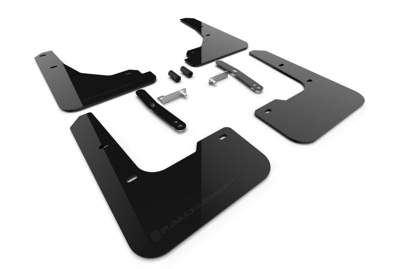 Rally Armor 24–25 Hyundai Elantra, schwarzer Schmutzfänger, metallisches schwarzes Logo