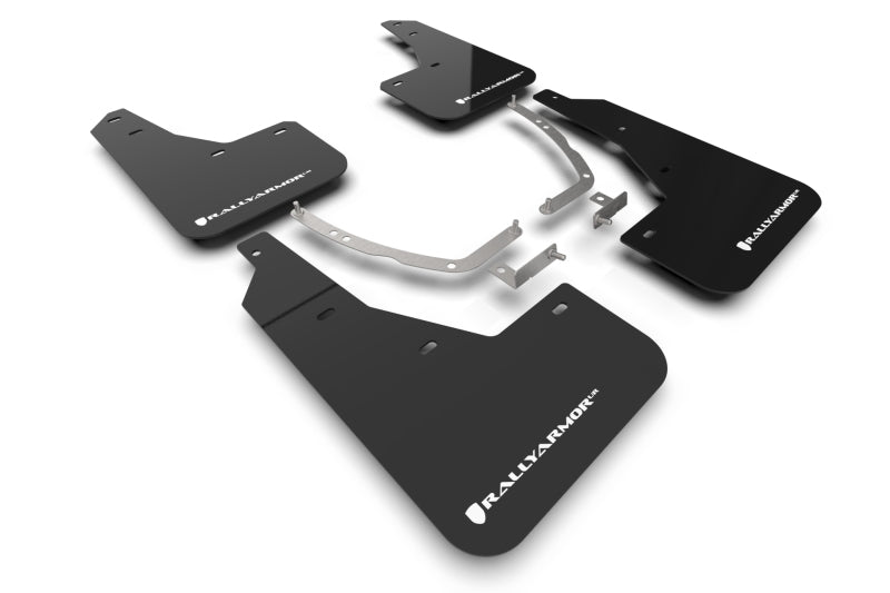 Rally Armor 22–24 Hyundai Ioniq 5, schwarzer Schmutzfänger mit weißem Logo