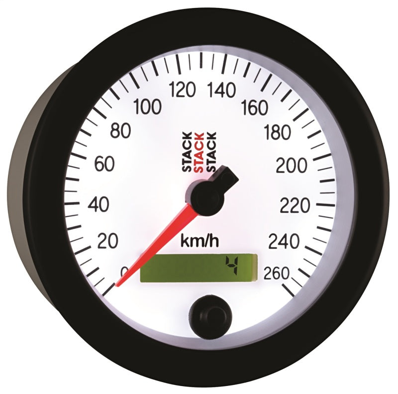 Autometer Stack Instruments 88MM 0-260 KM/H Programmierbarer Tachometer - Weiß