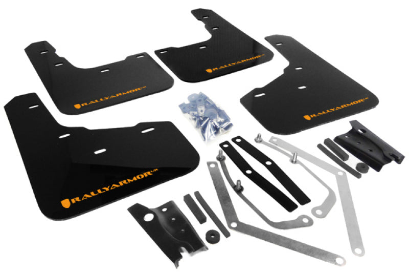 Rally Armor 13-19 Ford Fiesta ST Schwarzer UR-Schmutzfänger mit orangefarbenem Logo