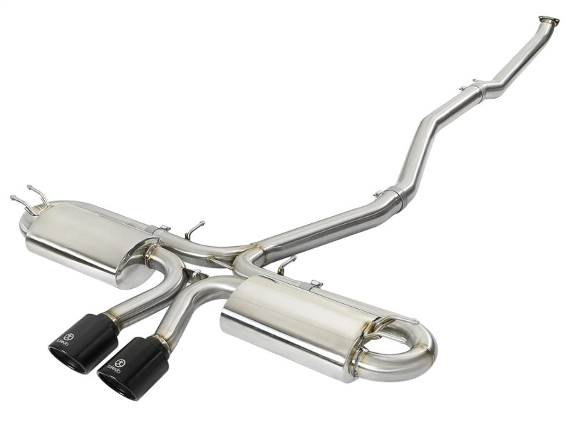 aFe Takeda 3 Zoll 304 SS Cat-Back-Auspuff mit zwei schwarzen Mittelspitzen, 17+ Honda Civic Si (2-türig) I4 1,5 l