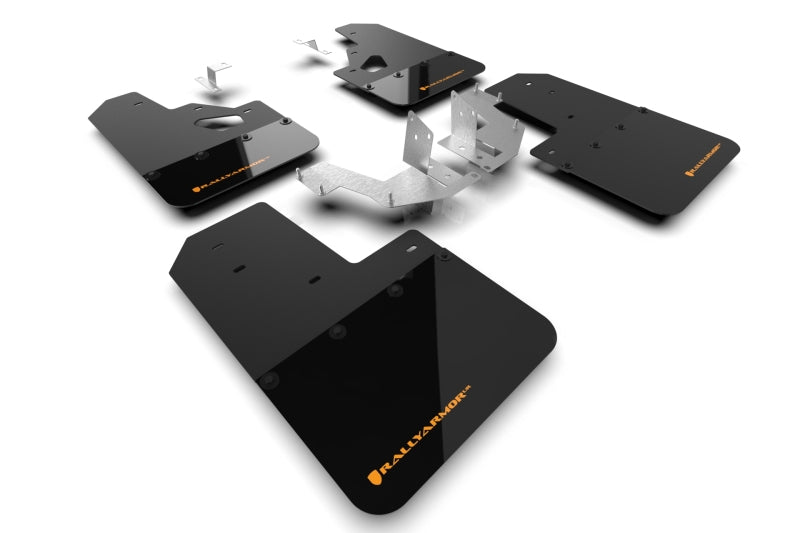 Rally Armor 21-25 Ford Bronco (Plstc Bmpr + RR – NO Rptr/Sprt) Schwarzer Schmutzfänger mit Cy Orange Logo