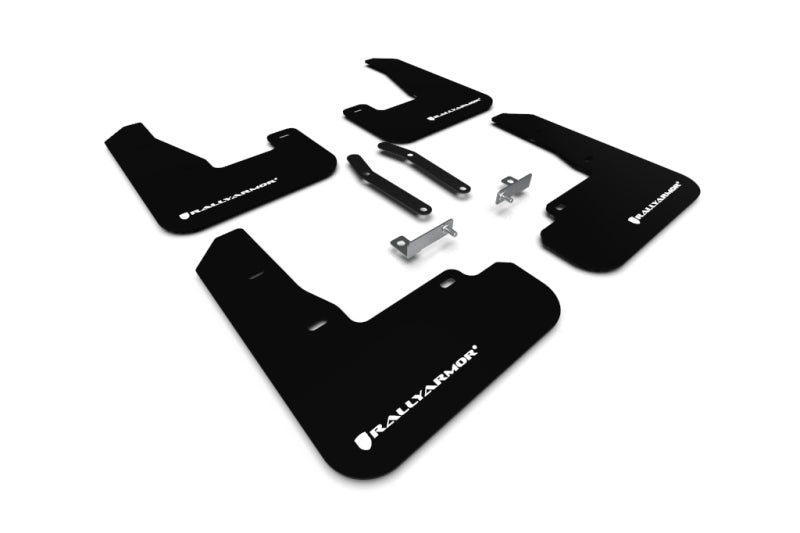 Rally Armor 19–21 Hyundai Elantra GT N Line/i30 Schwarzer UR-Schmutzfänger mit weißem Logo