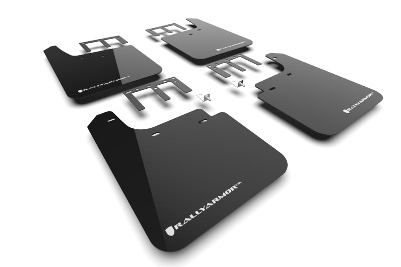 Rally Armor 19–25 Gen 4 Chevy Silverado 1500 Schwarzer UR-Schmutzfänger mit weißem Logo