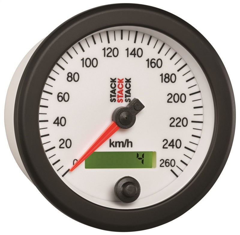 Autometer Stack Instruments 88MM 0-260 KM/H Programmierbarer Tachometer - Weiß