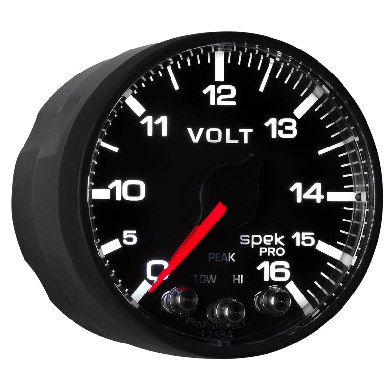 AutoMeter Messgerät Voltmeter 2-1/16 Zoll 16 V Schrittmotor mit Peak & Warn Blk/Blk Spek-Pro