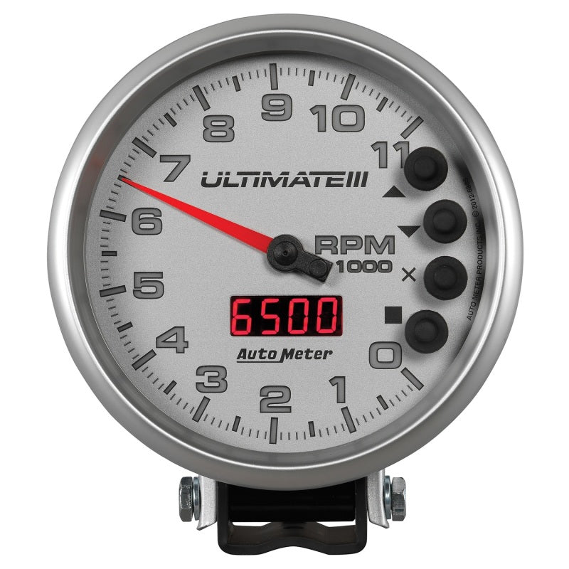 Autometer Ultimate III Wiedergabe-Drehzahlmesser, 12,7 cm, 11.000 U/min, Silber